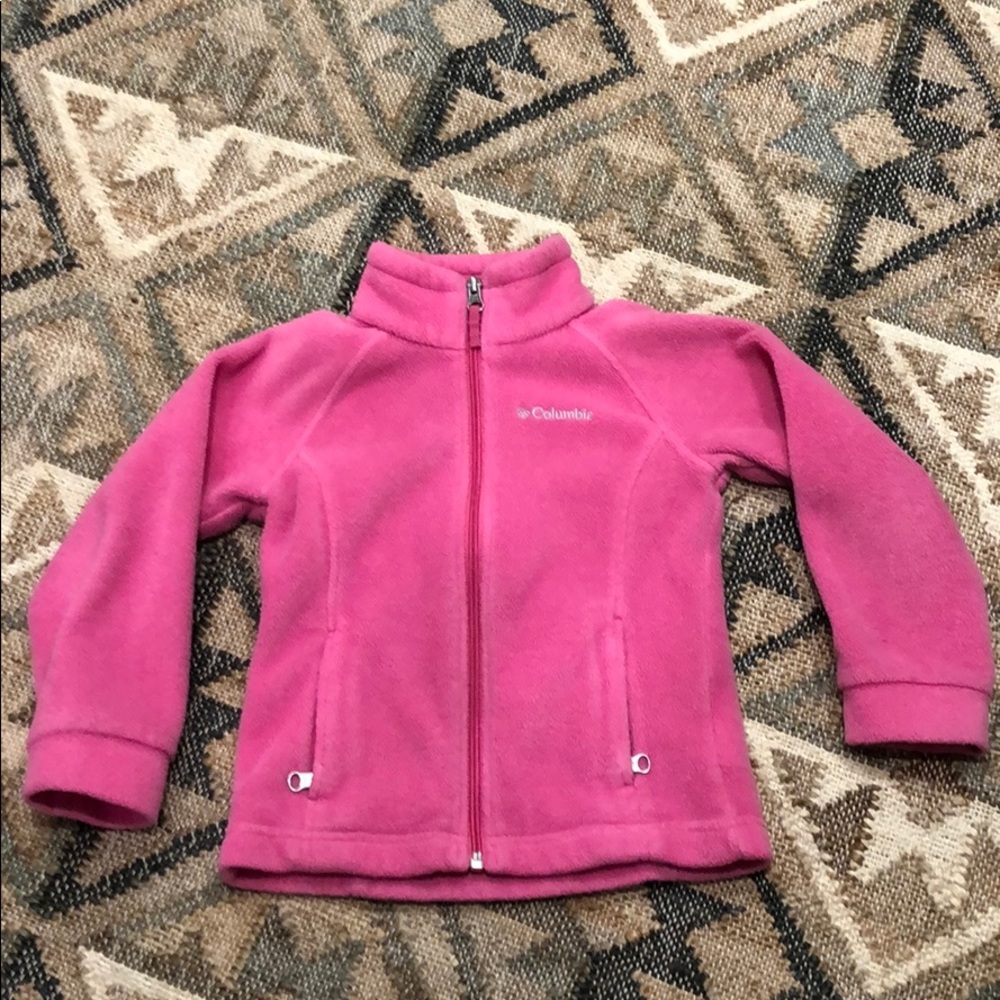 Columbia Size xxs (4/5) pink zip up fleece